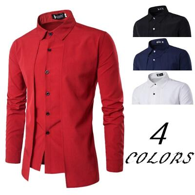 #ad Men Luxury Formal Shirt Long Sleeve Slim Business Casual Dress Suit Shirts Tops $16.99