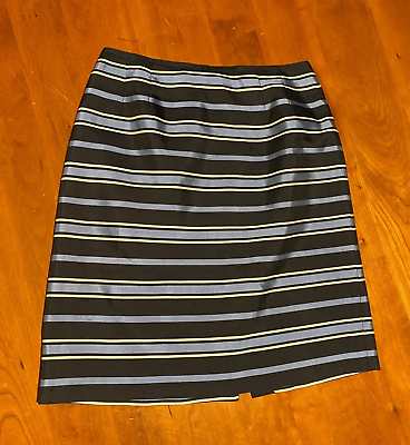 TALBOTS Pure Silk Lined A Line Skirt Multiple Blue Stripes Size 8 Length 21 In $16.99