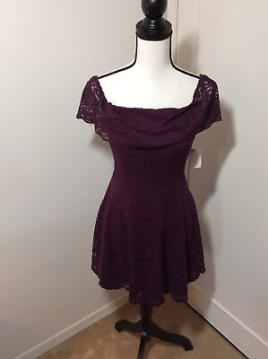 #ad Charlotte Russe Purple Lace Lined Cocktail Dress Size S New w tags $31.75