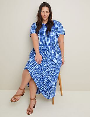 #ad Plus Size Womens Midi Dress Blue Summer Casual Beach Dresses AUTOGRAPH $109.99