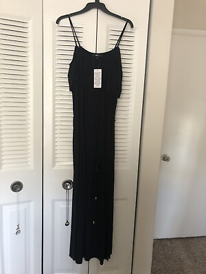 #ad Womens Ellos Long Black Maxi Dress New with Tags Large Off Shoulder Rope Belt $24.29