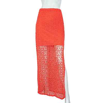 #ad Alice amp; Olivia MISHA Embroidered Lace Maxi Skirt in Orange Women#x27;s Size 4 $64.99