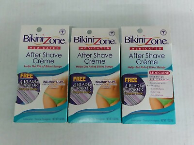 3 Pk: Bikini Zone After Shave Creme for Bikini Bumps Lidocaine 1oz $14.99
