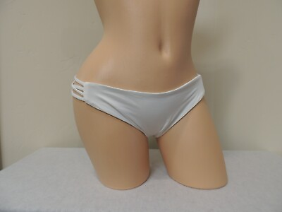 #ad NEW L Space Womens Swimwear Bikini Bottom Size Large Hipster White Strappy Side $19.95