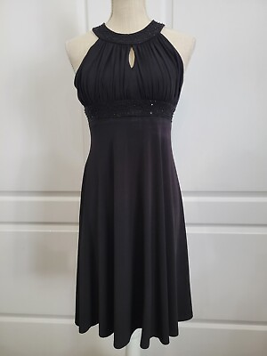 #ad Jessica Howard Evenings Beaded Cocktail Dress Size 4P 4 Petite Black Sleeveless $22.95