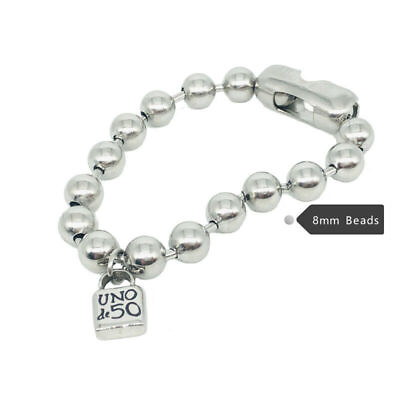 #ad Uno De50 Bracelet Stainless Steel Buddha Bead Lock Head Charm Women Jewelry Gift $8.99