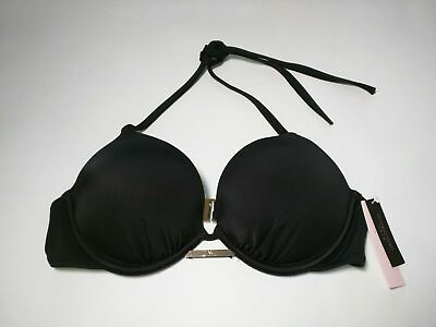 #ad #ad Victoria Secret 36B Bombshell Push Up Bikini Top Adds 2 Cups Black Miraculous $75.95