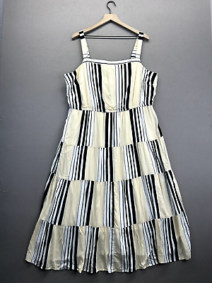 #ad Lane Bryant Womens Maxi Dress Yellow Striped Sleeveless Square Neck Size 18P $84.99