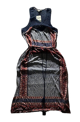 #ad Lucky Brand Size XS Boho Length 44” Dress Crochet Tied Viscose Y $19.00