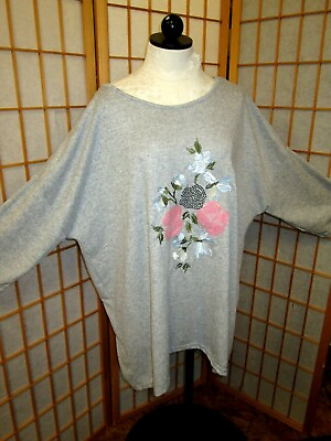 #ad NWT UK Janina tunic top XL XXL Embroidered embellished boho pullover womens soft $16.95