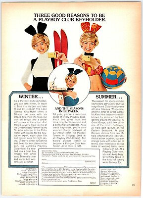 #ad 1975 PLAYBOY BUNNY BIKINI PLAYBOY CLUB Vintage 8quot;X11quot; Magazine Ad 1970#x27;s M283 $10.00