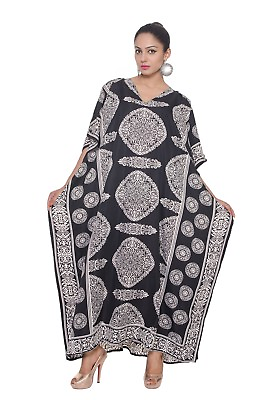 Kaftan Women Plus Size Maxi Black Paisley Cover Plus Womens Summer Long dress $15.49