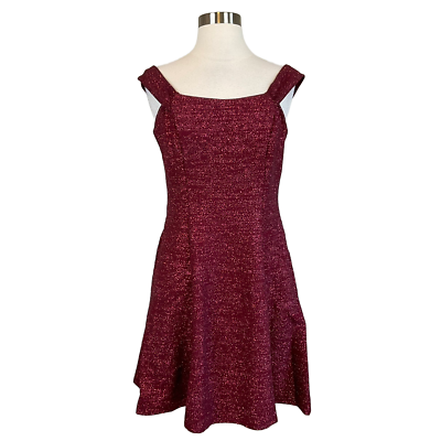 #ad Betsy amp; Adam Women#x27;s Cocktail Dress Size 10 Red Glitter Knit Fit and Flare $49.99