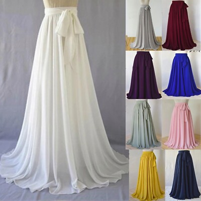 Chiffon Detachable Train Wedding Removable Skirt For Dress Long Bridal Overskirt $41.39