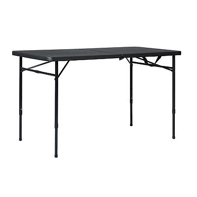 #ad Mainstays 4 Foot Fold in Half Adjustable Folding Table Rich Black $31.88