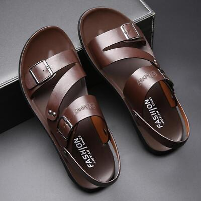 Men Leather Sandals Summer Slippers Casual Beach Shoes Sports Soft Home $21.88