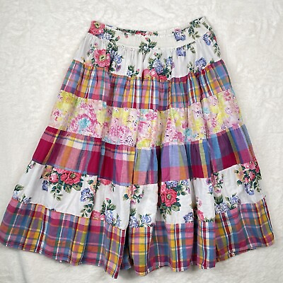 #ad Vintage Susan Bristol Skirt Size Petite Lg Floral Midi Cottage Core Patchwork $24.99