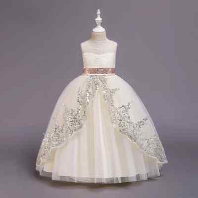 Girls Back Hollow Flower Dress Flower Wedding Dress Elegant Banquet Party Dress $56.11