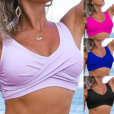 #ad Hottest Women#x27;s Front Bikini Top V Neck Push Up Padded Swimsuit Top Swimsuit $8.58