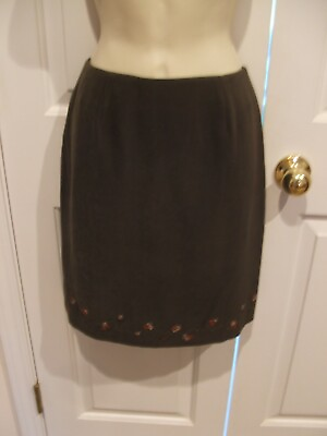 #ad NWT CASUAL CORNER ANEX PETITE FLORAL BEADED HEM FULLY LINED SKIRT SIZE P8 $15.19