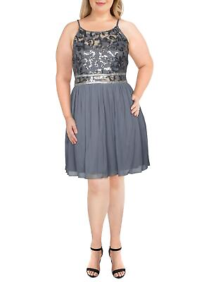 #ad BCX Women#x27;s Plus Juniors Embellished Party Dress Gray Size 24W $27.50