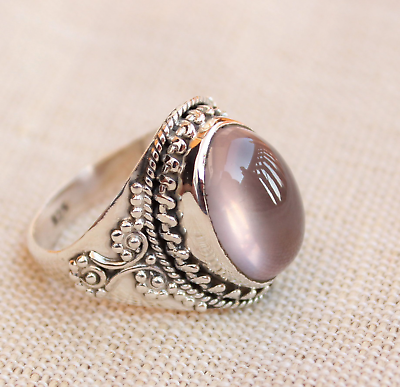 Rose Quartz Gemstone 925 Sterling Silver Beautiful Designer Ring All Size SR1283 $12.44