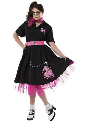 Complete Poodle Skirt Outfit Pink White Adult Plus Costume $42.10