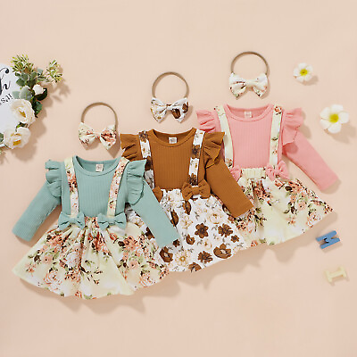 #ad Children Girls Fashion Cute Knitted Tops Braces Skirts Toddler Dress Suit 3Pcs $24.82