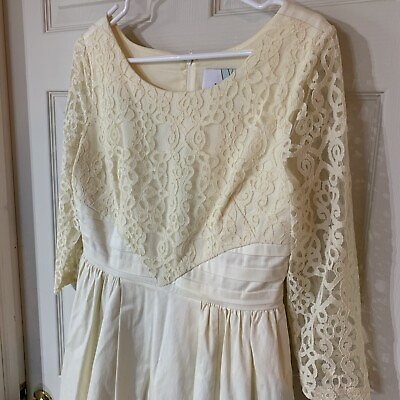 Modcloth Geode Ivory christmas Party lace Overlay dress Med EUC $18.75