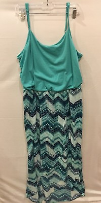 Bamp;B Boutique Plus Maxi Dress Sleeveless Green Blue Size 2X $14.99