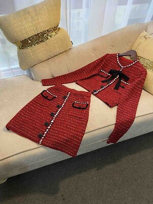 #ad Custom Made To Order Women#x27;s Elegant Bow Trim Tweed Suit Skirt Plus 1X 10X L771 $239.99