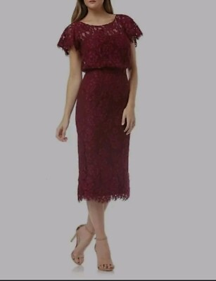 #ad $278 Women#x27;s Js Collections Embroidered Lace Blouson Cocktail Dress Size 16W $45.00