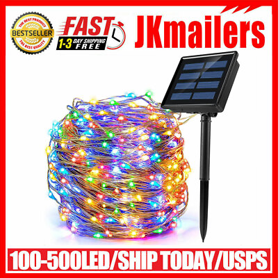 100 500 LED Solar Power String Fairy Lights Garden Outdoor Party Christmas Lamp $14.89