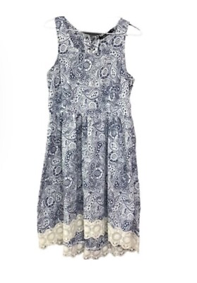 #ad Anthropologie Doe amp; Rae Dress Women#x27;s Small Blue Sundress Lace Trim Sleeveless $30.00