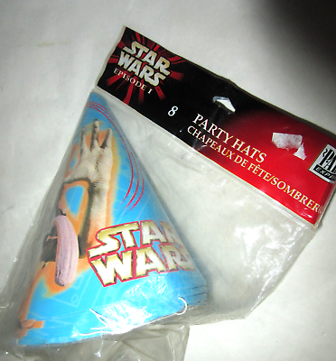 Vintage Star Wars Episode 1 Party Hats x8 sealed Party Express $12.95