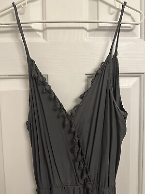 #ad Boho Dark Gray Maxi Dress With Slit Women’s Medium Hand Made $14.16