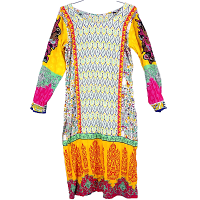#ad #ad Handmade Hippie Boho Cotton Long Sleeve Tunic Peasant Summer Dress Embroidered $29.00