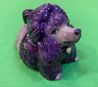 Kevin Francis Face Pots Purple Poodle w Heart Charm Collar 2002 Ltd Ed of 39 $45.00