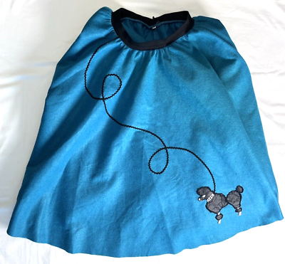 #ad Teal Black Poodle Skirt Felt Elastic Waist 50#x27;s Swing Sock Hop Women#x27;s Medium $19.95