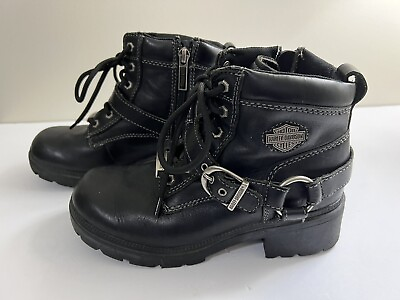 #ad Harley Davidson Tegan Motorcycle Ankle Boots Size 5.5 Women Black Leather $52.00