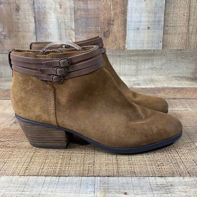 #ad Clarks Artisan Gelata Siena Boots Tan Suede Boot Womens 11 M Ankle Booties $51.99