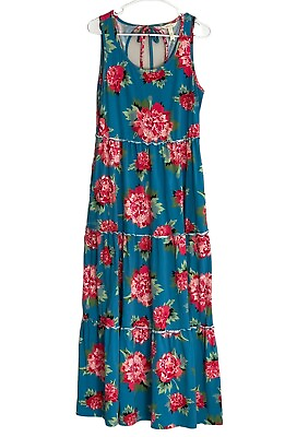 #ad Matilda Jane No End Maxi Dress Large Blue Pink Floral Tiered Spring Summer Women $24.99