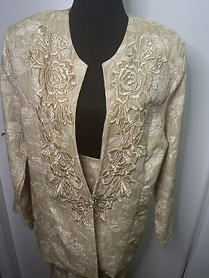 #ad 3K Fashion Womens Skirt Suit. Gold With gold embroidery $50.00
