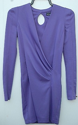 #ad #ad Misguided Missguided Purple Party Long Sleeve Dress UK8 Stretch 100% Polyester GBP 5.99
