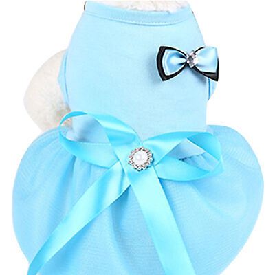 #ad Summer Bowknot Design Party Wedding Dog Puppy Princess Dress Pet Skirt Costume 9 $7.77