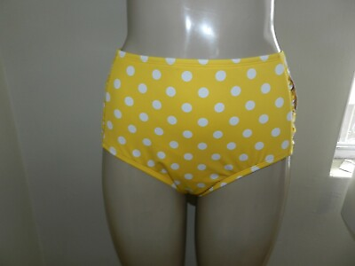 #ad #ad Liz Claiborne Women#x27;s Yellow Polka Dot Bikini Swimsuit Bottoms Sizes 14 16 New $19.99