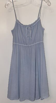 #ad NWOT American Eagle Sundress Medium Blue Elastic Waist Soft Cotton Knit $9.99