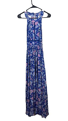 #ad #ad Anthropologie Abel The Label Blue Floral Maxi Dress Women’s Size Medium $47.00