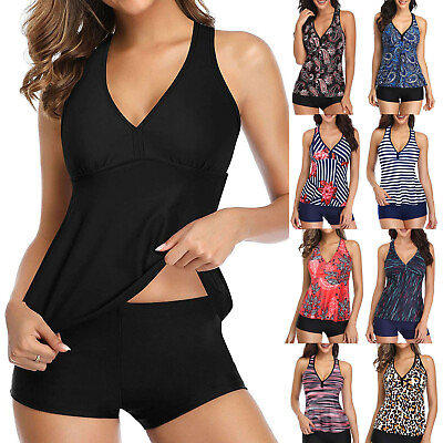 #ad Women Two Piece Push Up Padded Tankini Bikini Set Swimsuit Bathing Suit Swimwear $17.85