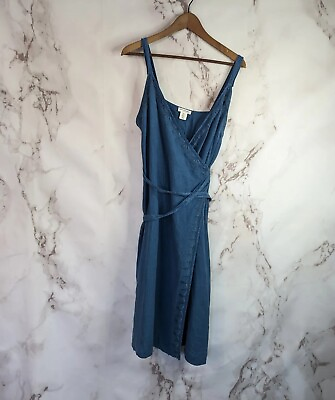 Artisan NY Linen Tank Dress Blue Wrap Kimono Mini Summer Size 4 Small Chambray $39.83